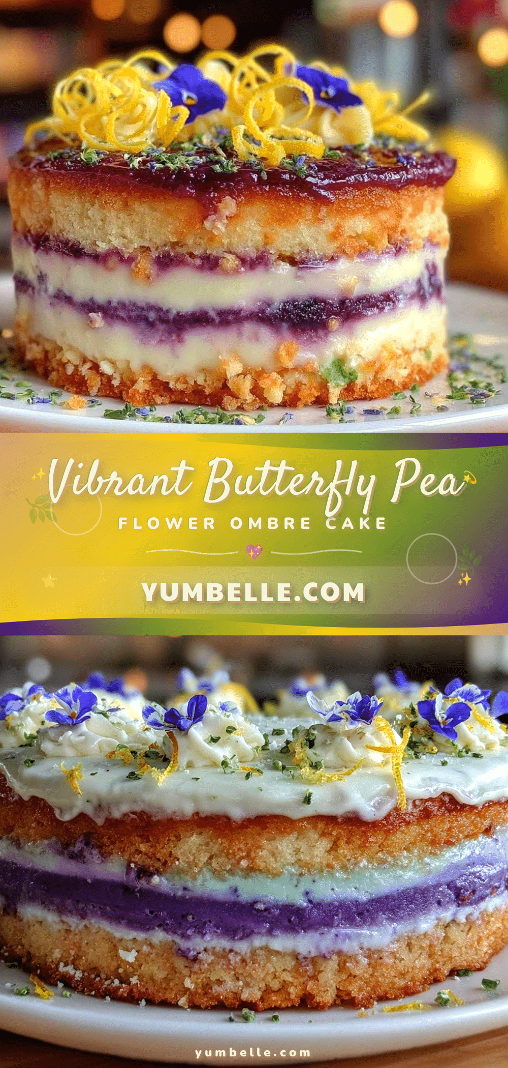 butterfly pea flower lemon ombre layer cake recipe