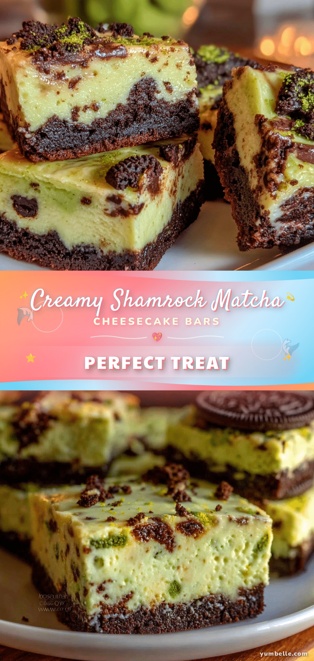 Creamy Shamrock Matcha Cheesecake Bars recipe