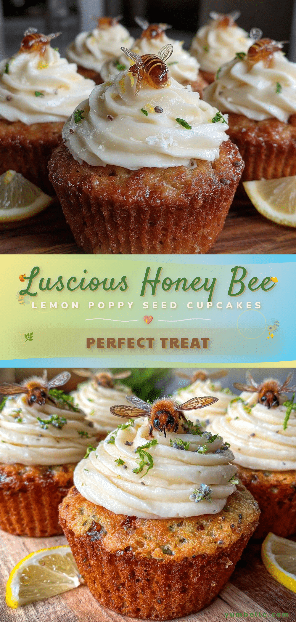 honey bee lemon poppy seed cupcakes recipe