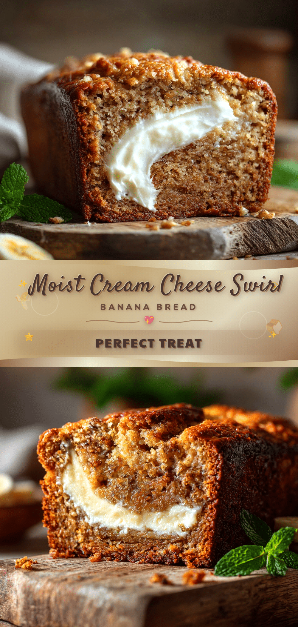 moist banana bread with cream cheese swirl recipe