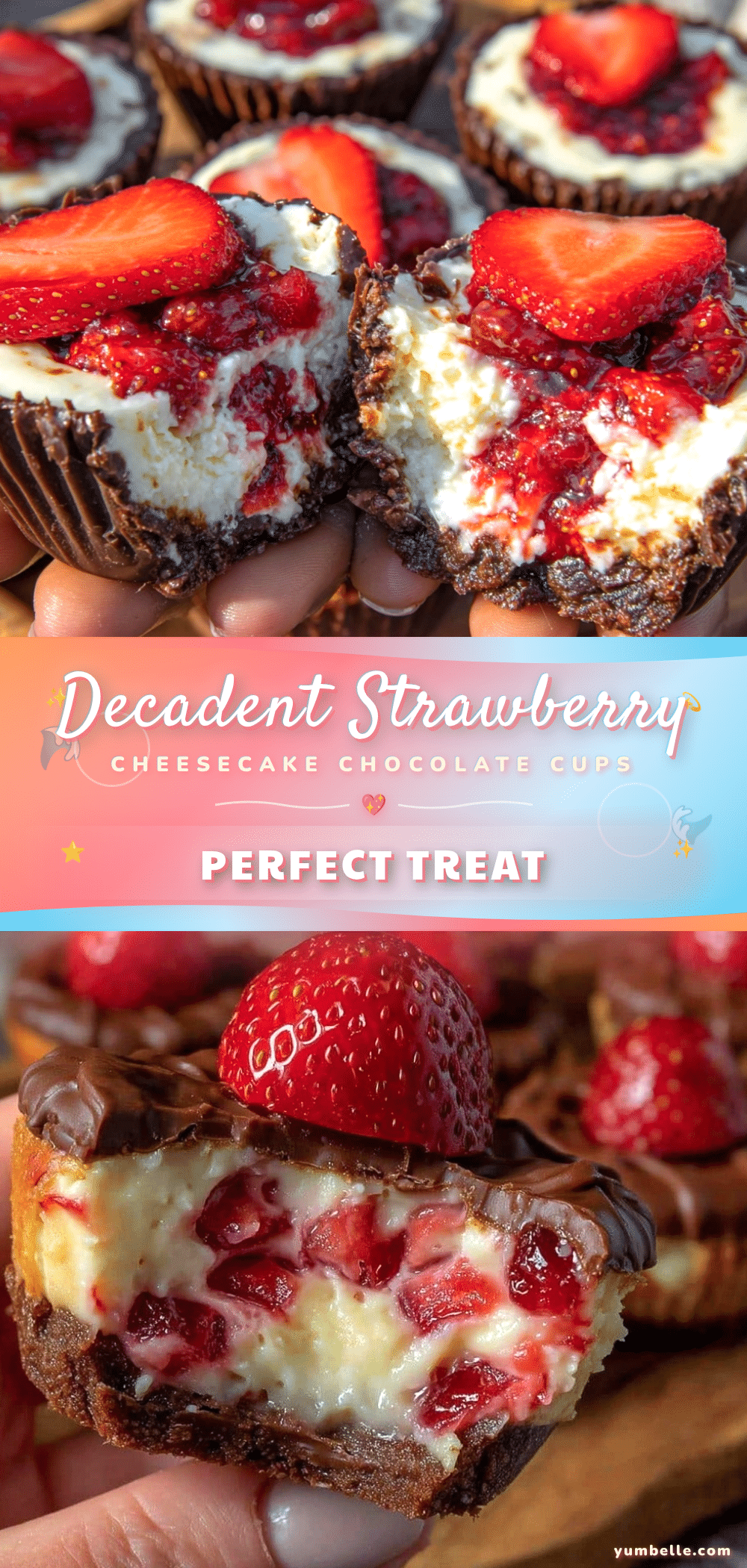 strawberry cheesecake stuffed chocolate cups recipe