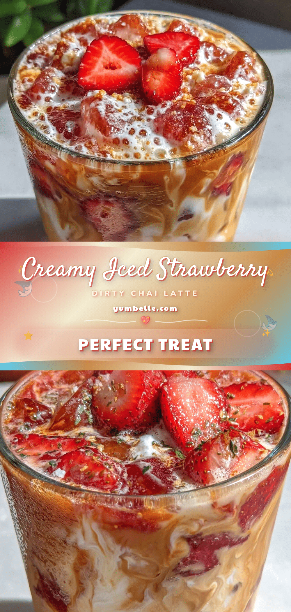 creamy iced strawberry dirty chai latte recipe