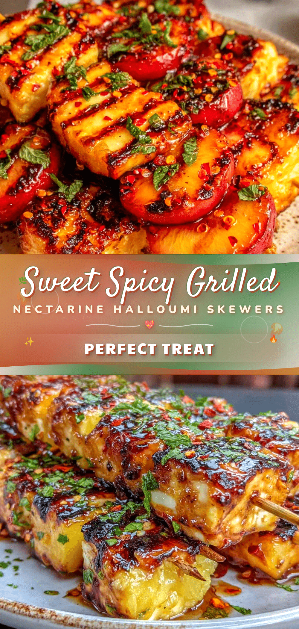 grilled nectarine and halloumi skewers recipe