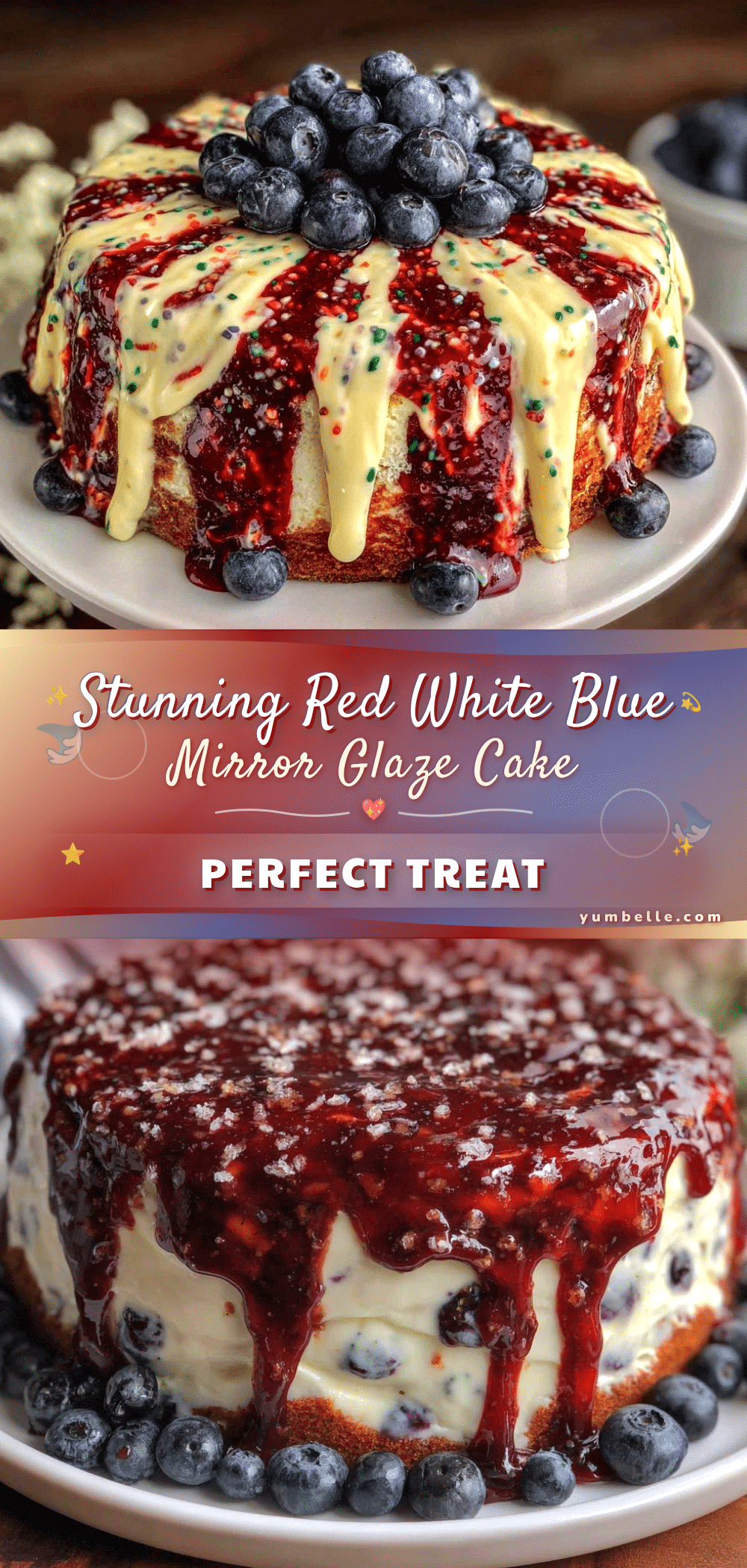 red white and blue mirror glaze cake recipe