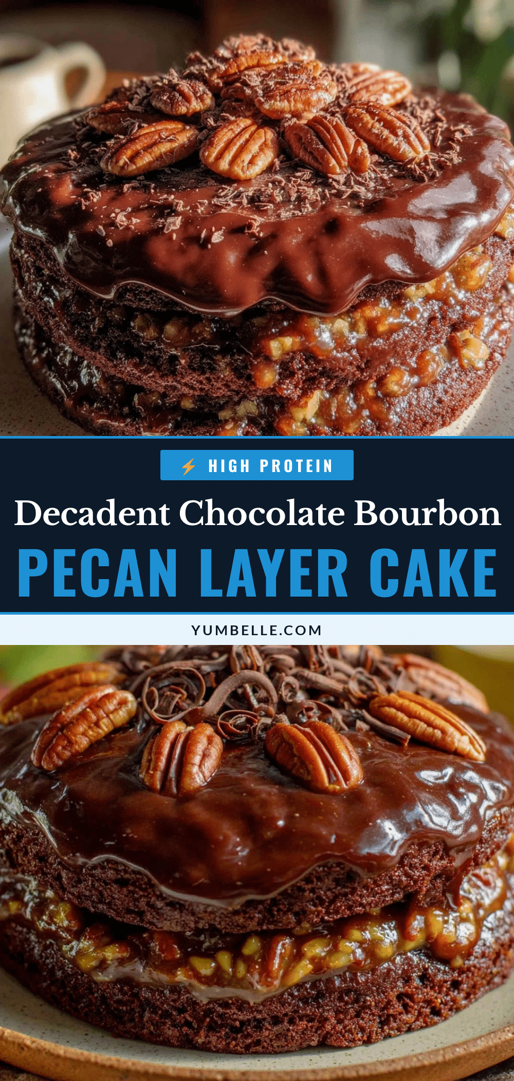 chocolate bourbon pecan layer cake recipe
