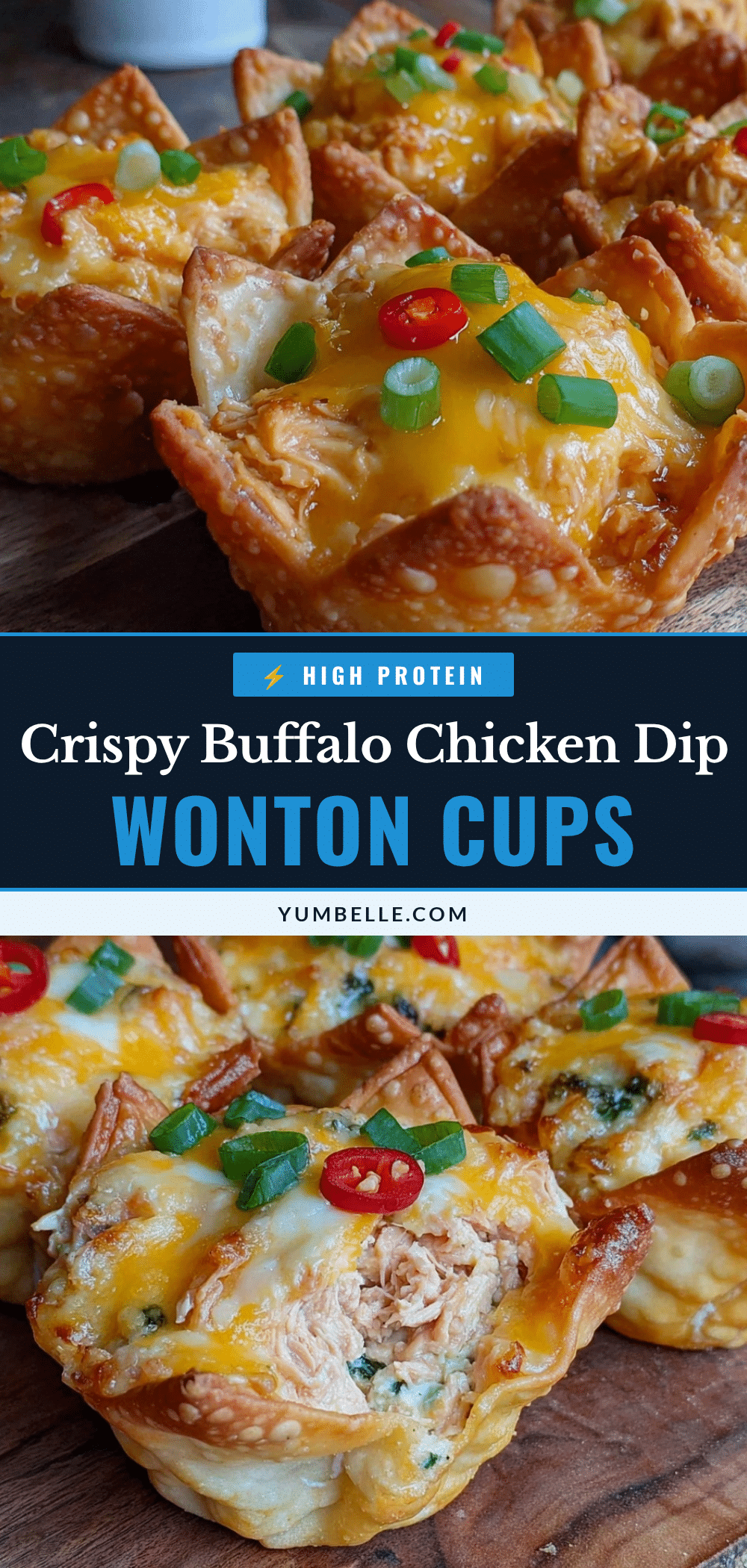 crispy buffalo chicken dip wonton cups recipe