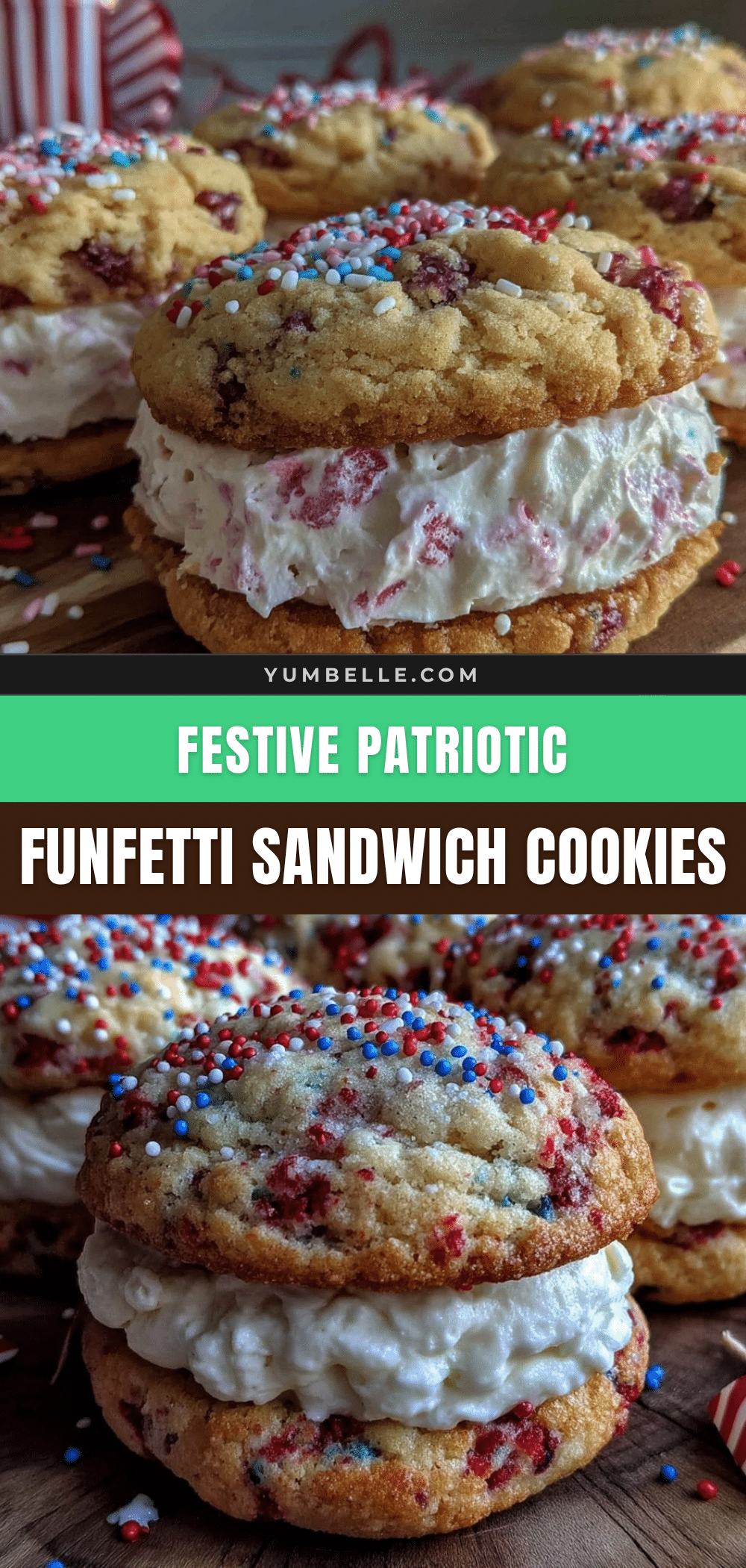 Festive Patriotic Funfetti Sandwich Cookies recipe