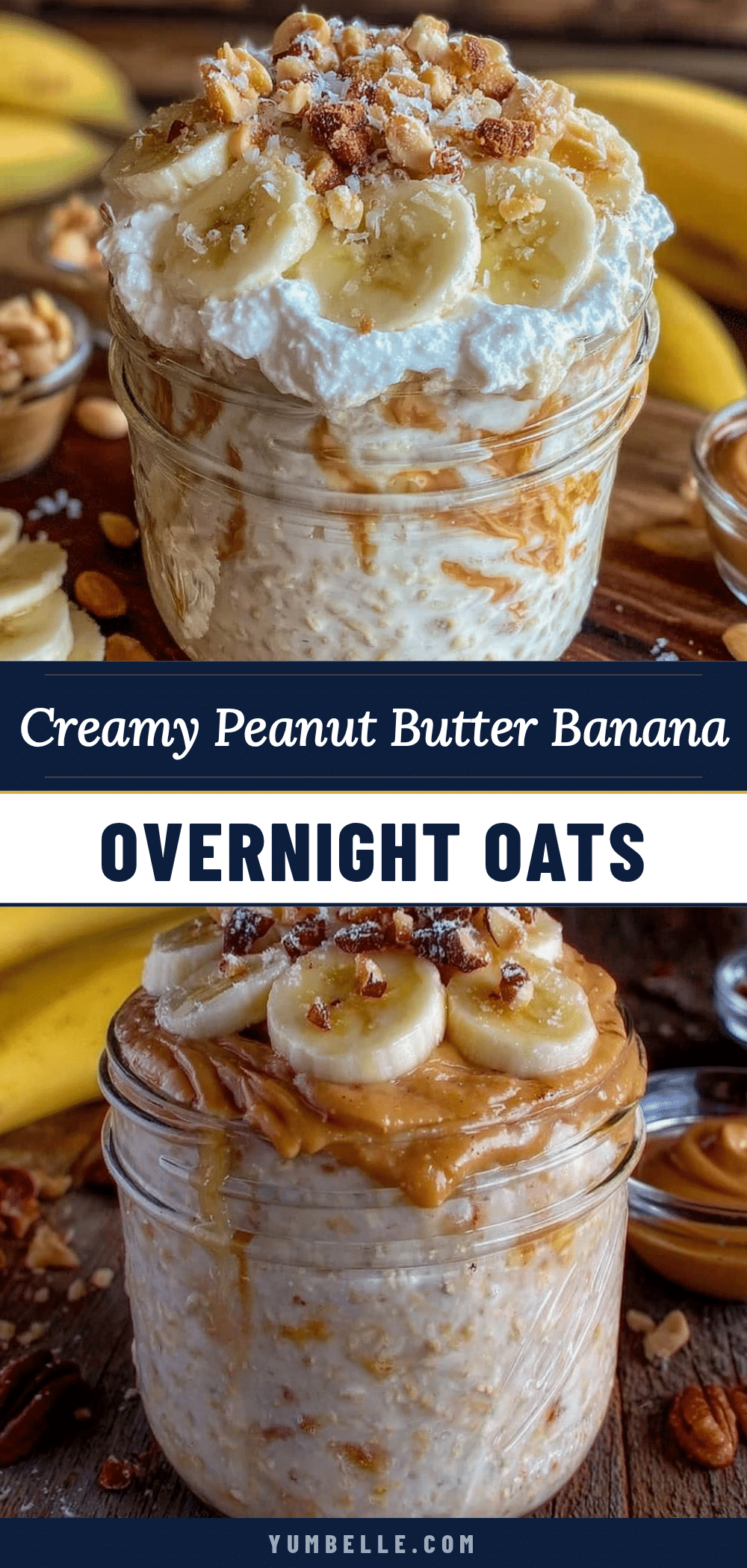 healthy peanut butter banana overnight oats recipe