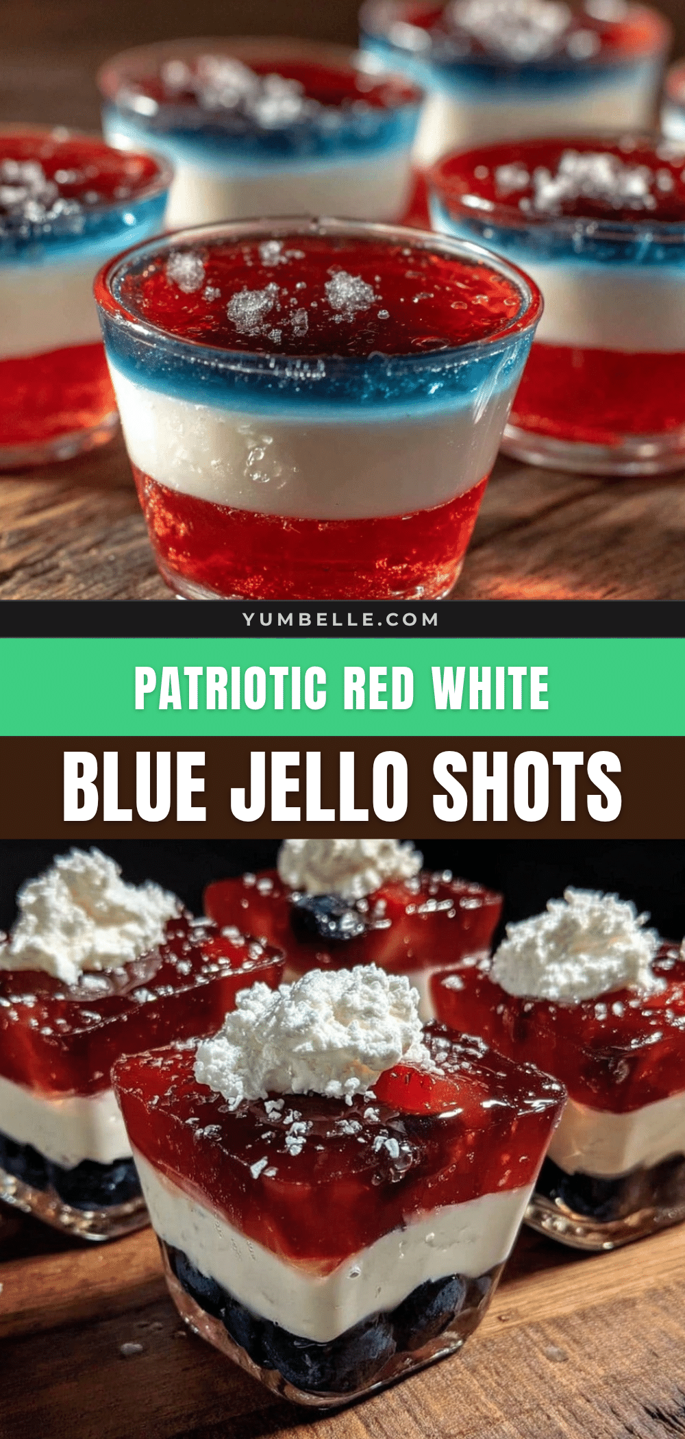 red white and blue layered jello shots recipe