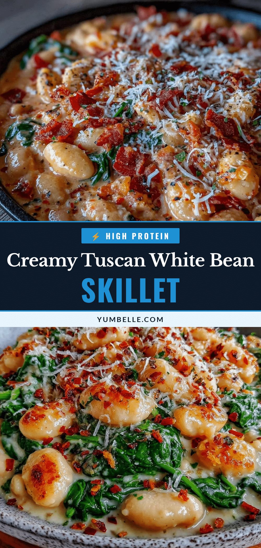 creamy tuscan white bean and spinach skillet recipe