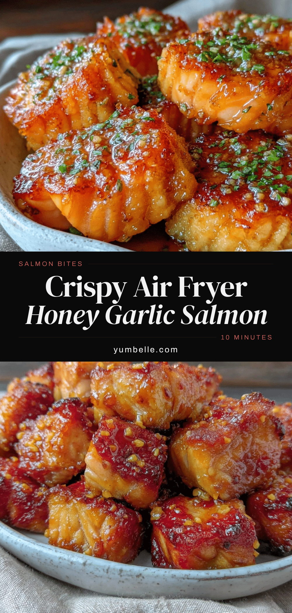 crispy air fryer honey garlic salmon bites recipe