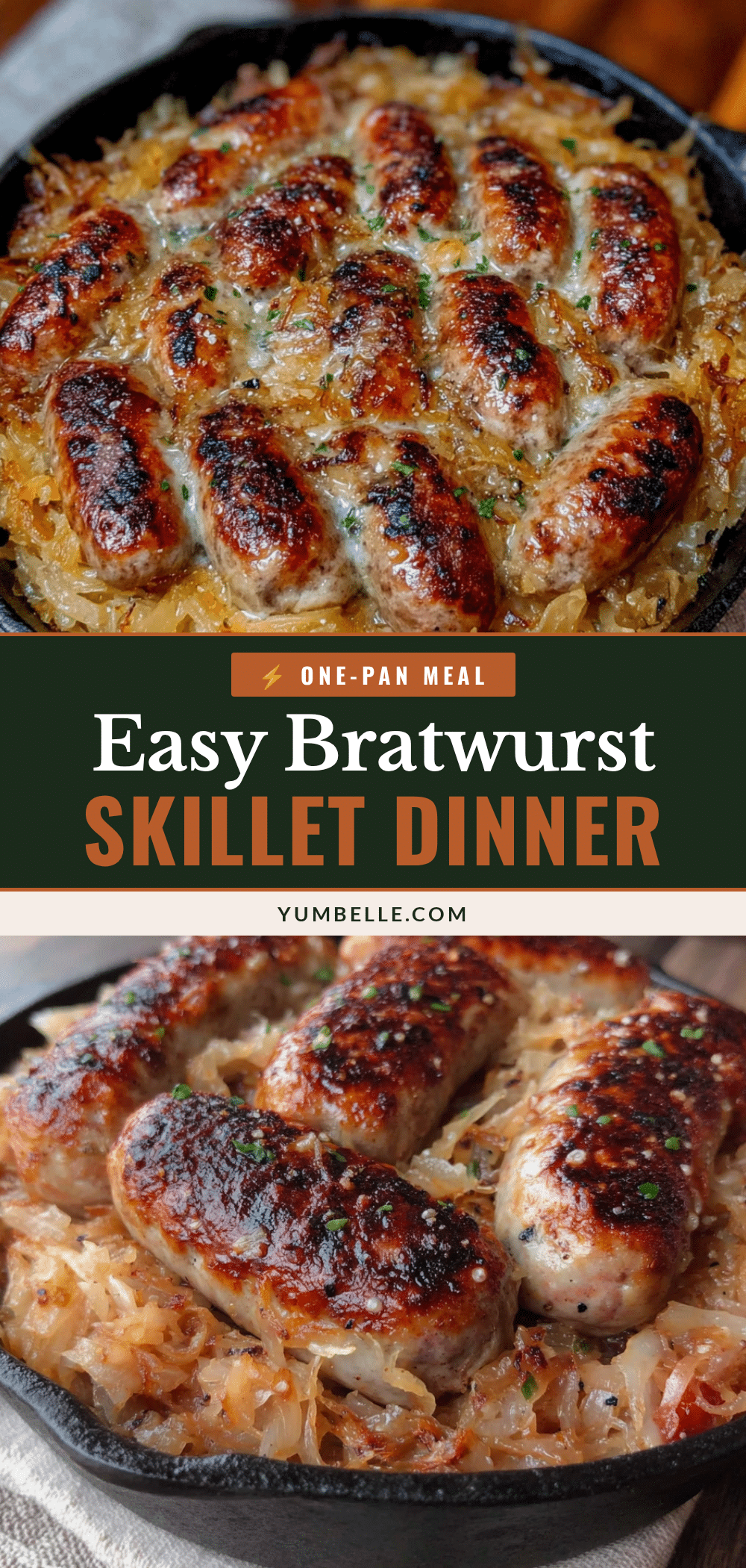 bratwurst and sauerkraut skillet dinner recipe