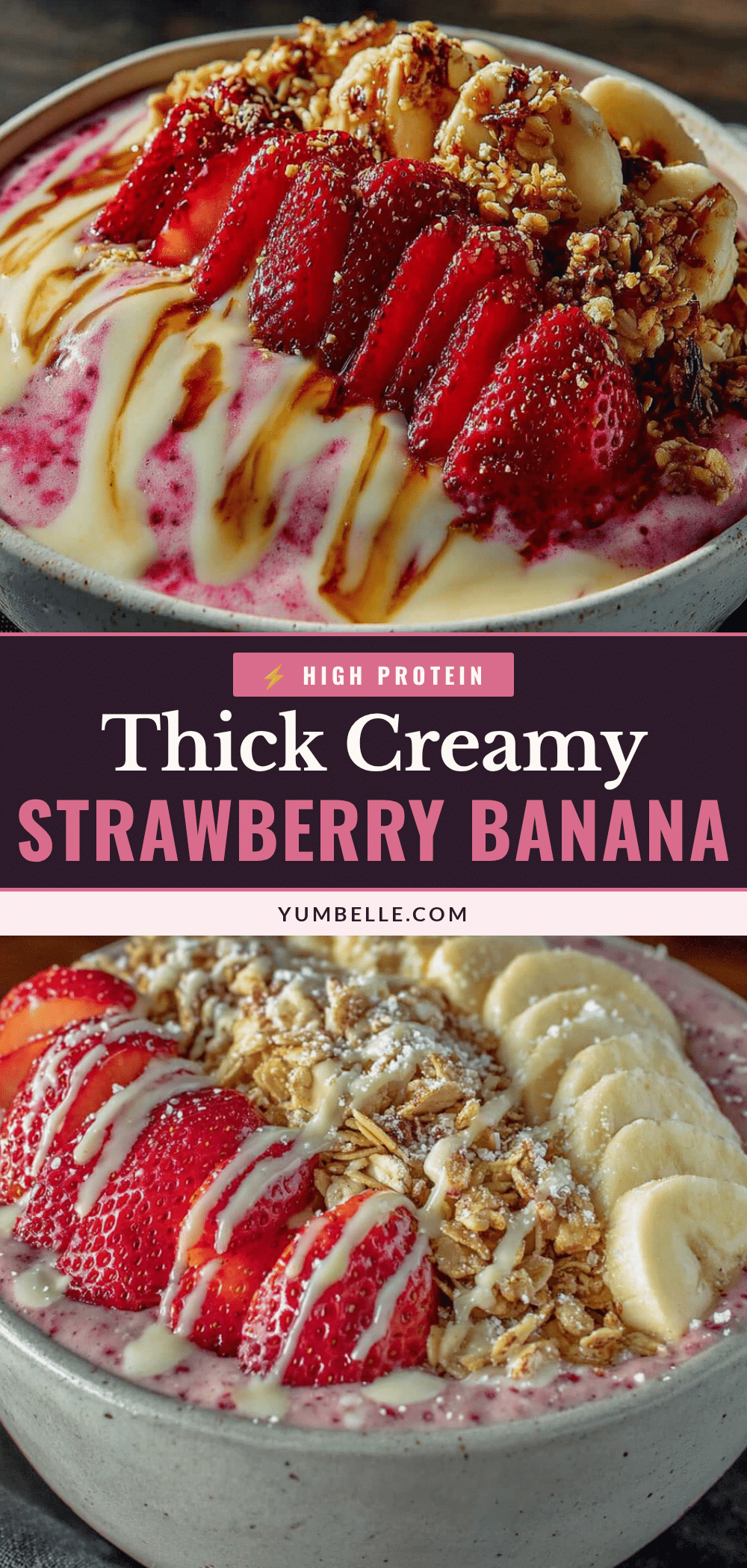 creamy strawberry banana protein smoothie bowl recipe