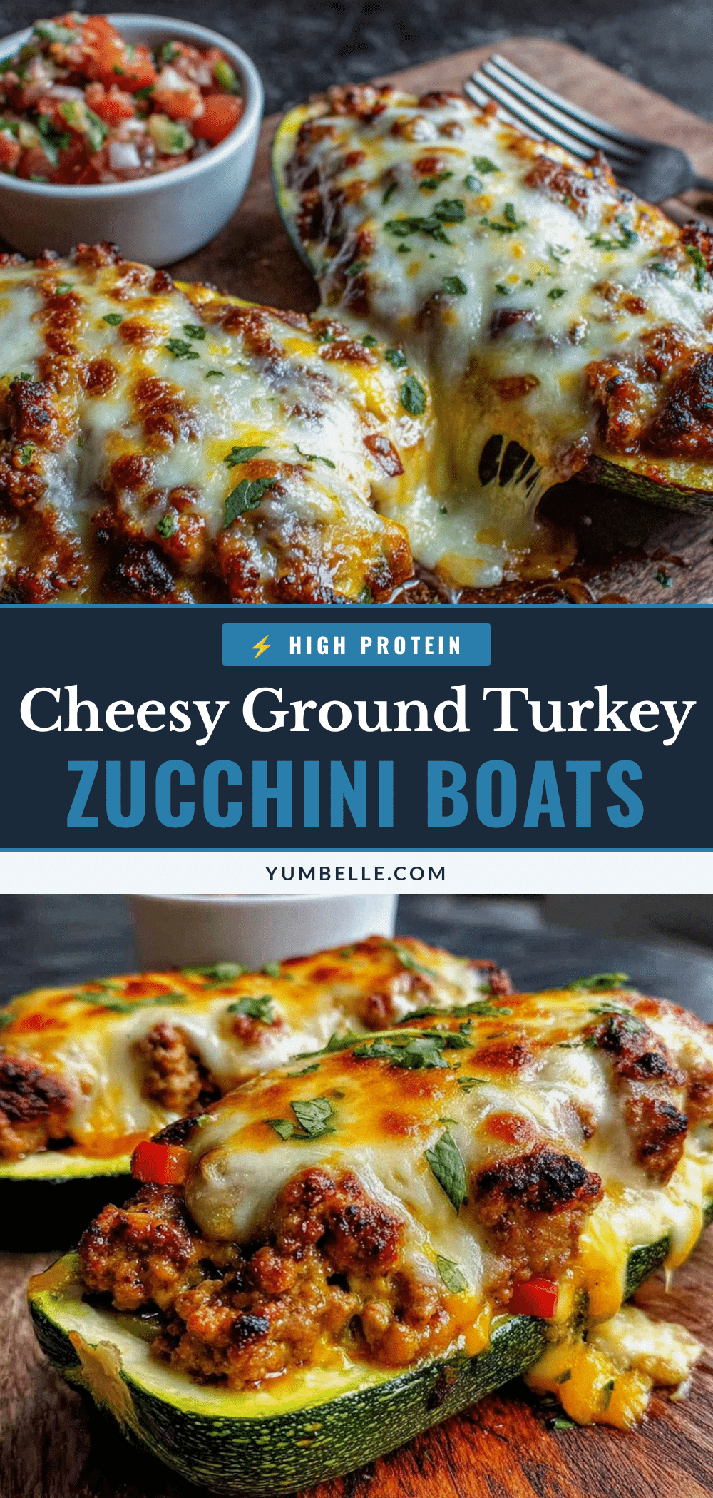easy cheesy ground turkey zucchini boats recipe