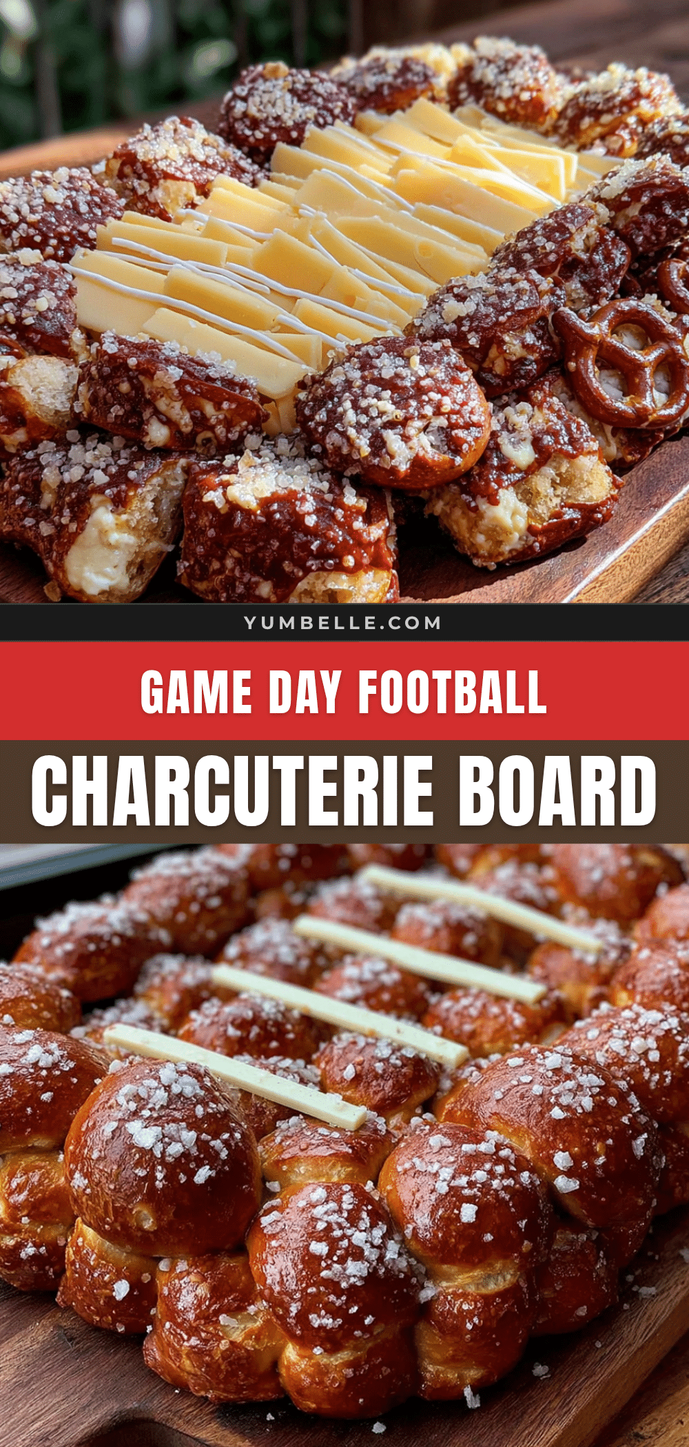 football charcuterie board with pretzel bites recipe