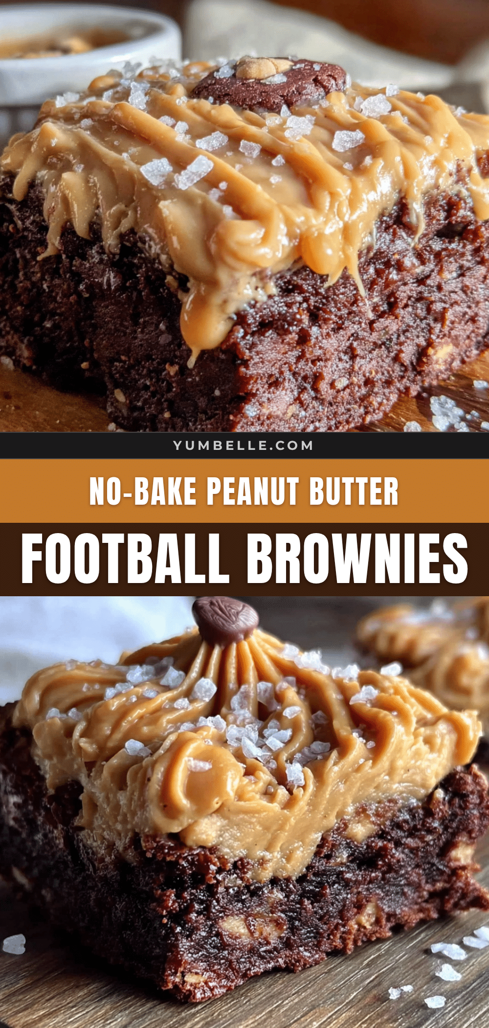 No-Bake Peanut Butter Football Brownies recipe