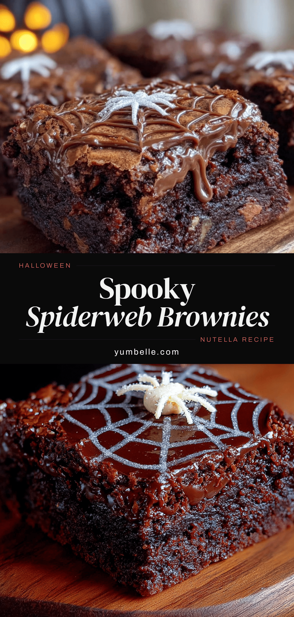 Spooky Spiderweb Nutella Brownies recipe